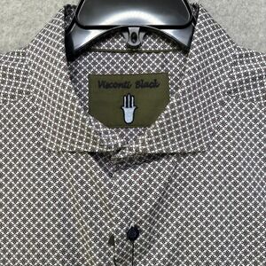 Visconti Black Mens Bark Geometric Floral Print Button Down‎ Shirt XXL TFGLSW51